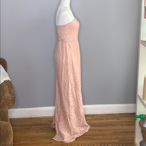 Donna Morgan Pink Column Reese Strapless Dress 4 - Picture 4 of 8
